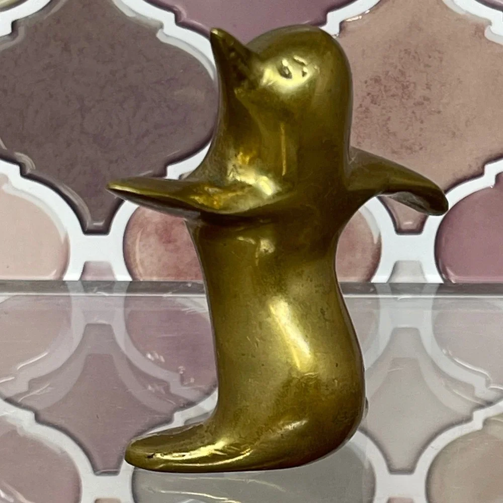 Vintage Brass‎ Penguin Figurine Abstract Mid Century Modern Decor